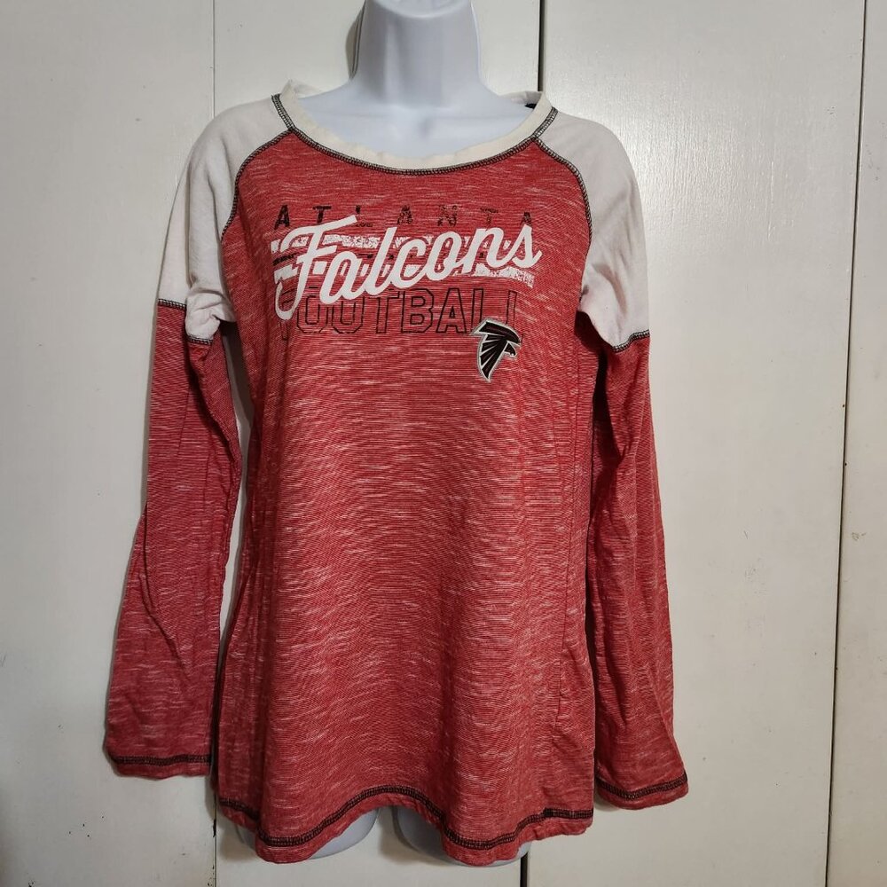 Womens L NFL Team Apparel Atlanta Falcons Red/White Long Sleeve Top